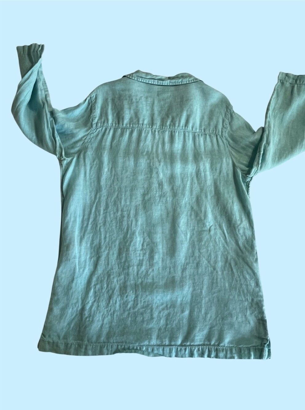 Sigrid Olsen Popover Tunic Top Shirt Blue Collared 100% Linen COASTAL LAGENLOOK - Picture 5 of 8